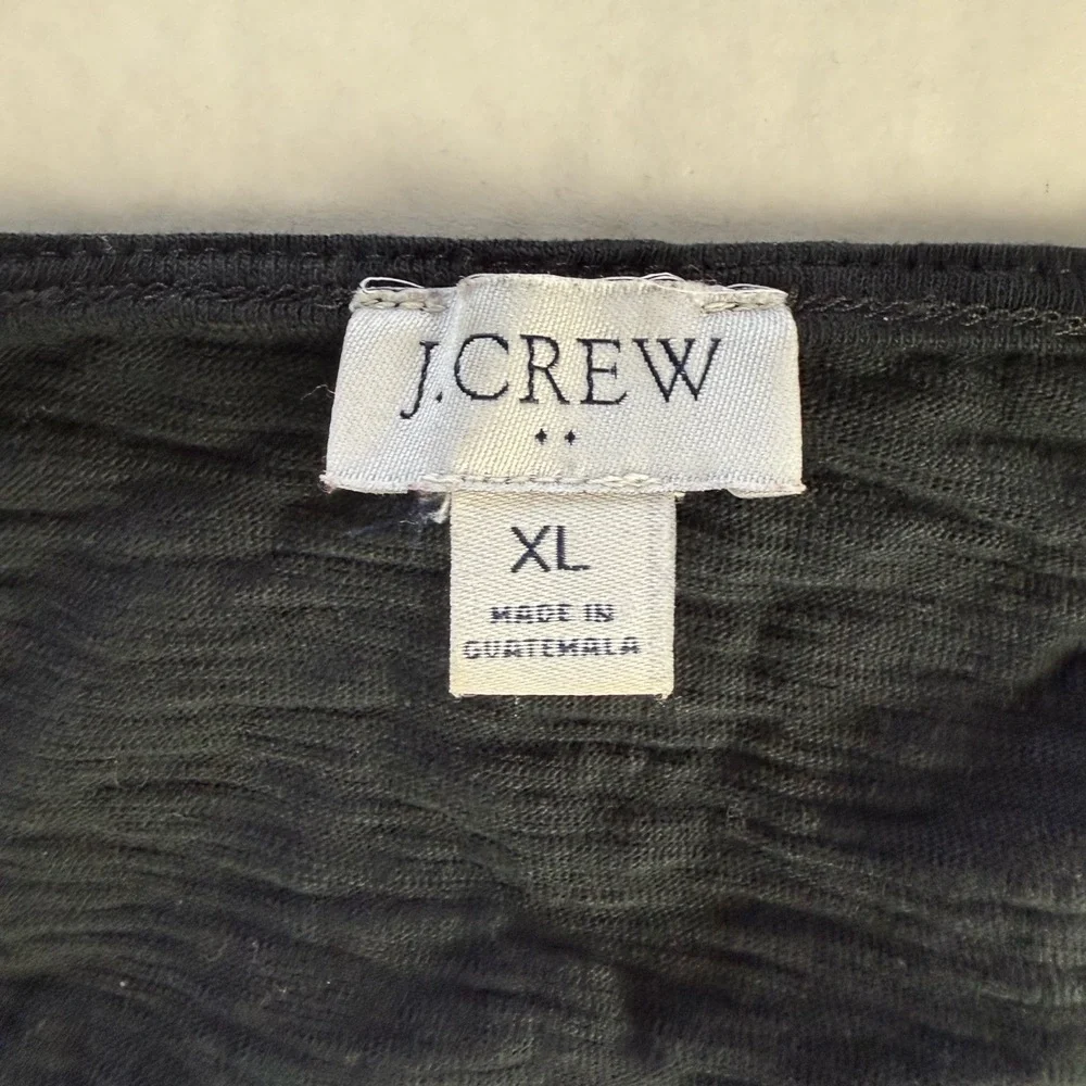 J.Crew Black Ruffle Cap Sleeve‎ Elastic Waist Tiered Stretch Knit Dress XL